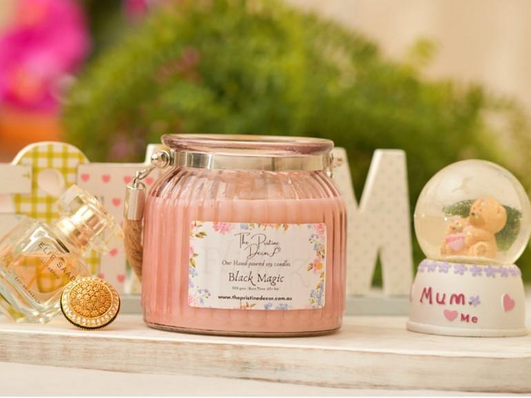 Scented Soy Candles - Rose & Oud Blend - Black Magic