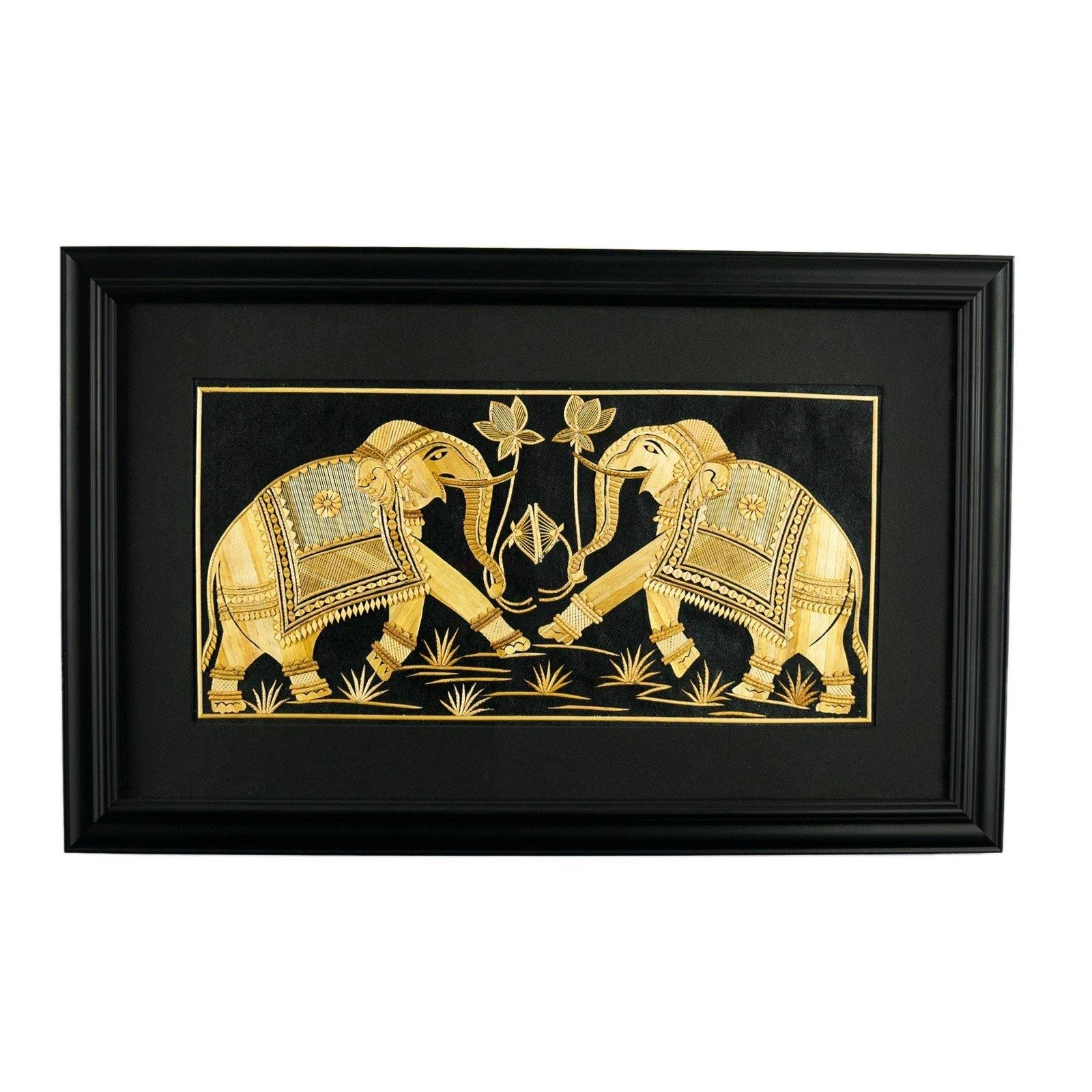 Wall Art | Handmade Wall Decoration | Wedding Gifts | Golden Grass Art | Elephant