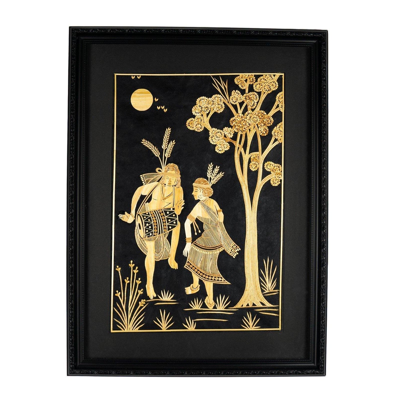 Wall Art | Handmade Wall Decoration | Wedding Gifts | Golden Grass Art | Couple Dance